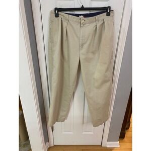 Tommy Hilfiger Chinos Mens 38x32 Tan Pleated Relaxed Fit Cotton Khaki Pants